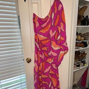 Red Dress Boutique Tyche dress Pink Multi Color One Shoulder Maxi Dress